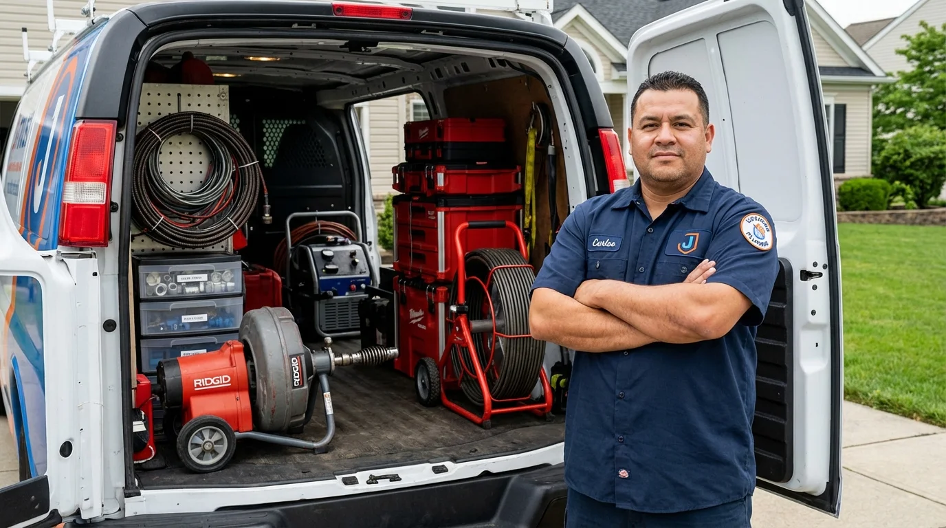 Professional drain cleaning equipment and Johns Plumbing LLC plumber in Wildwood